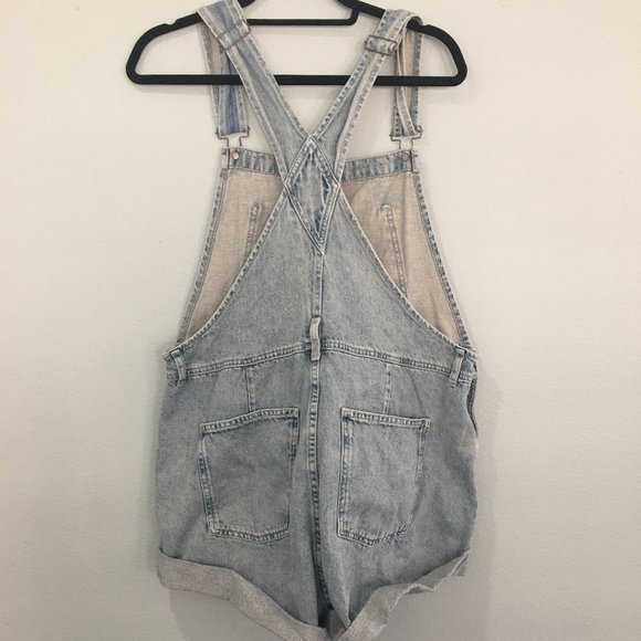 We The People acid wash blue denim overall shorts - Picture 2 of 2